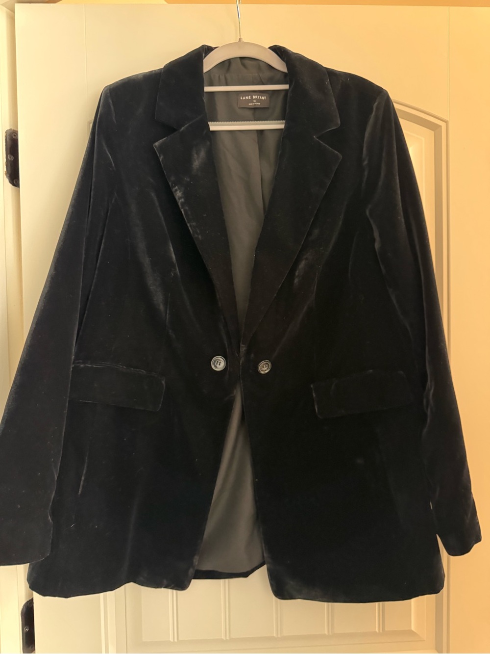 Lane Bryant Black Velvet Blazer Jacket Size 16 Holiday Evening
